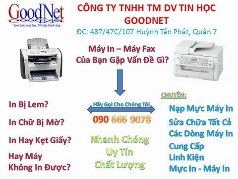 Nạp Mực Máy In - Fax - Photocopy Tận Nơi Quận 7 090 666 9078