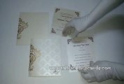 W-4369, 250 GSM, Gold Color, Shimmer Ivory Paper, Designer Wedding Invitations