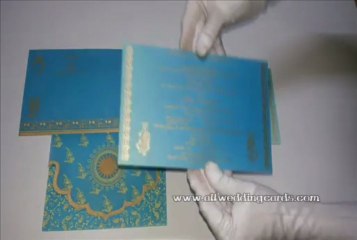 W-4716K Custom , Turquoise Color, Wooly Paper Designer Wedding Cards