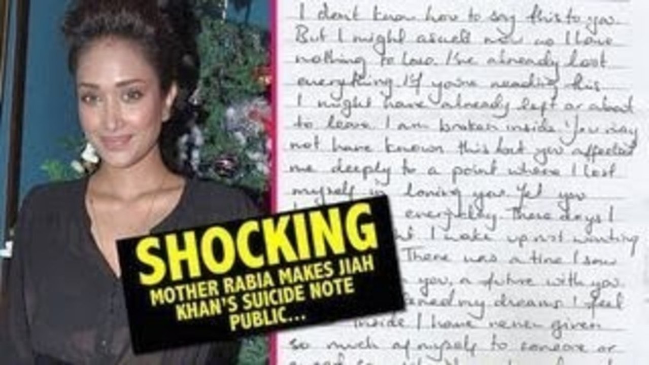Jiah Khan's SUICIDE Note Revealed