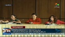 Parlamento de Ecuador respalda la democracia en Venezuela