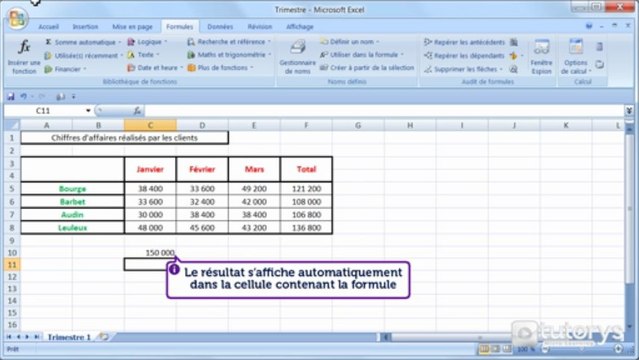 Comment effectuer un calcul simple avec Excel 2007 ?