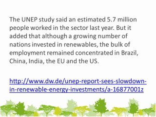 Jakarta management - UNEP report sees slowdown in renewable energy investments