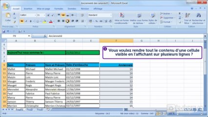 Comment modifier l'alignement du texte avec Excel 2007 ?