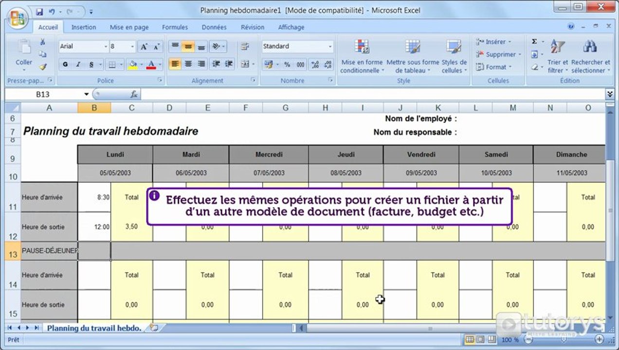 Comment utiliser les modèles préinstallés avec Excel 2007 ?