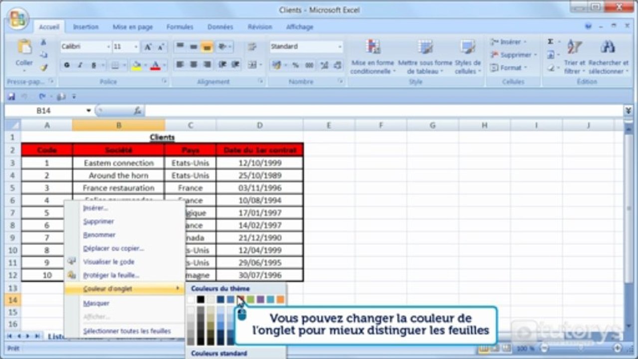 Comment gérer des feuilles Excel 2007 ?