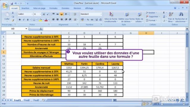 Comment utiliser des données sur plusieurs feuilles Excel 2007 ?