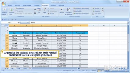 Comment grouper et dissocier des éléments avec Excel 2007 ?