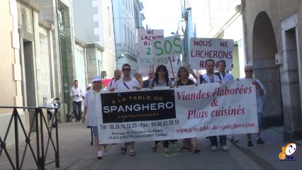 Nouvelle action des salariés de Spanghero, ce jeudi matin à Carcassonne :