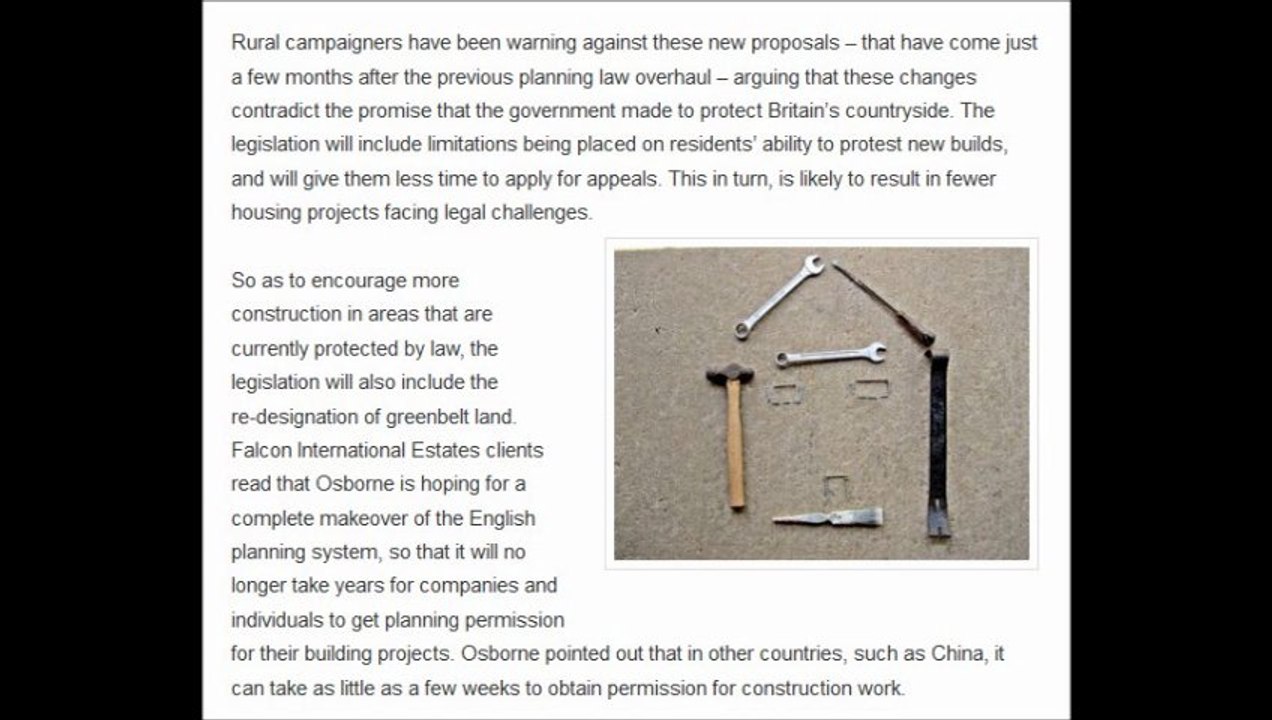 Falcon International Estates - Legislation & planning