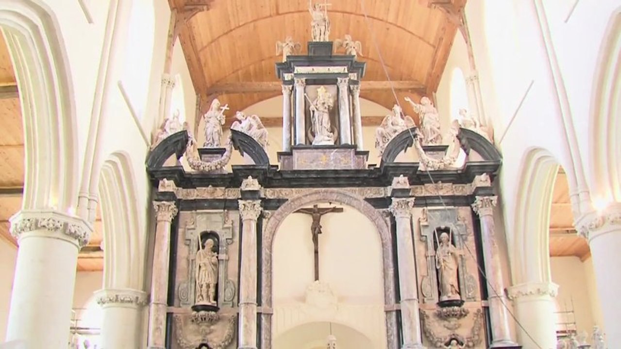 Visite du chantier de Notre Dame de Calais - le retable