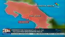 Sismo de 4.5 grados sacude Costa Rica, no se reportan víctimas