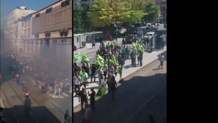 manifestation des syndicats de la SNCF à Lyon