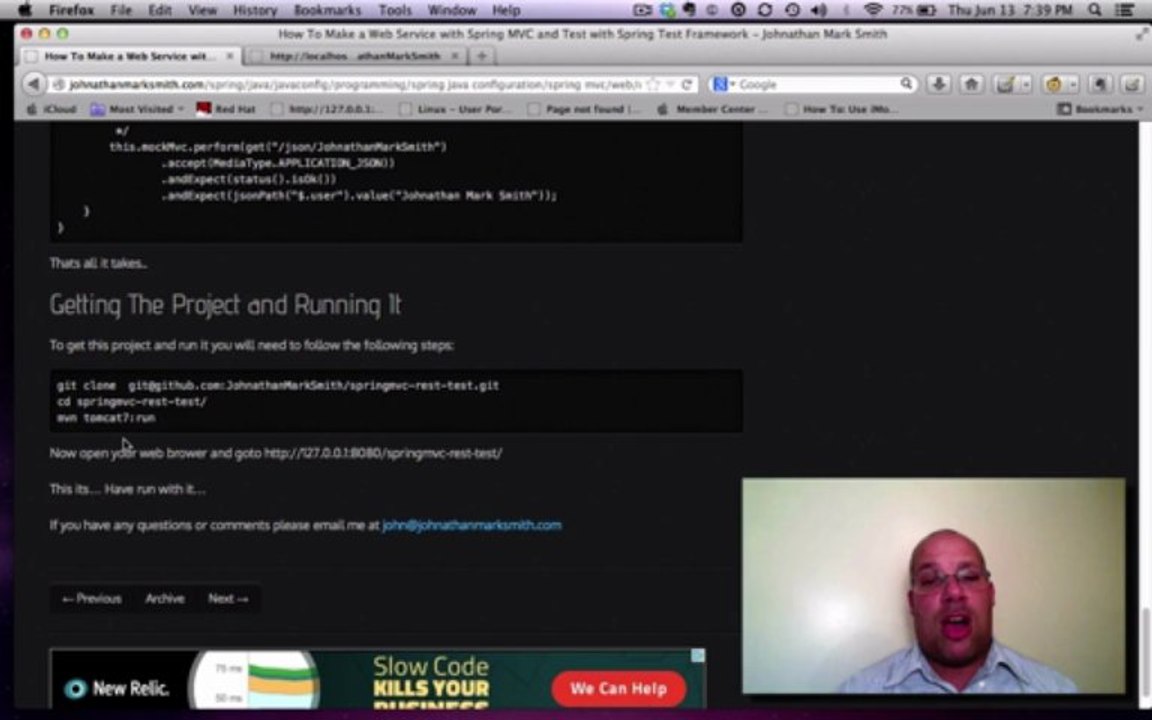 Make a Web Service with Spring MVC and Test with Spring Test Framework by Johnathan Mark Smith