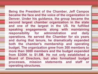 Jeff Campos Was CEO Of A Member-Driven Business Advocacy Group In Denver