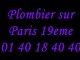 Plombier Paris 19 : 01 40 18 40 40 plomberie