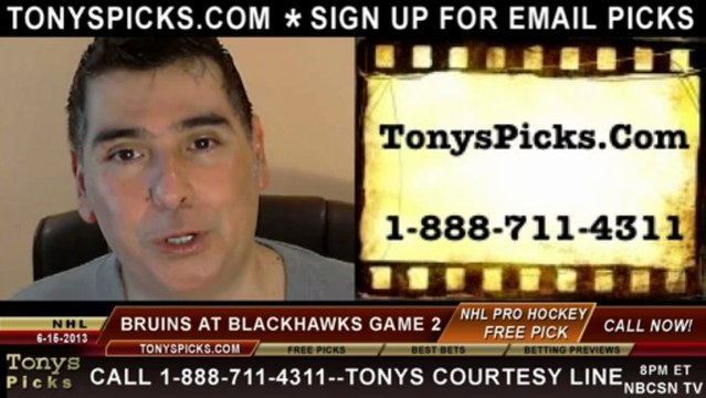 NHL Playoff Pick Game 2 Boston Bruins vs. Chicago Blackhawks Odds Prediction Preview 6-15-2013