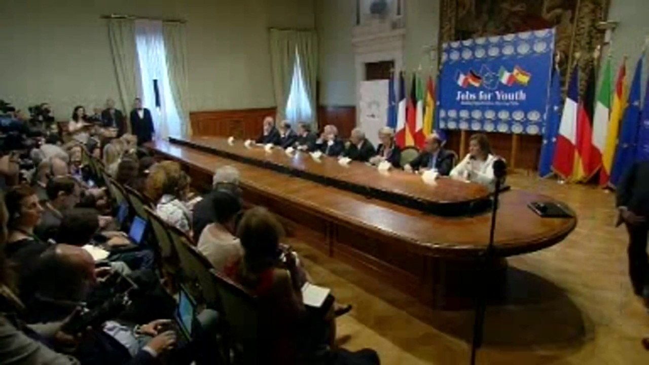 Roma - Occupazione giovanile vertice Italia, Francia, Germania, Spagna (14.06.13)