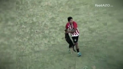 Player throws dog against fence - [FOOTAZO.com]