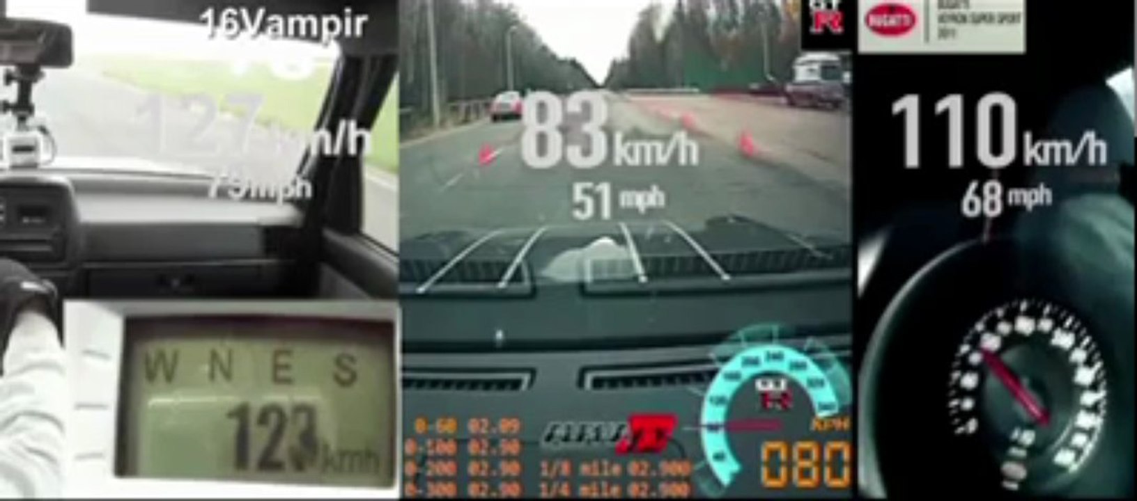 Golf MK2 VS Bugatti Veyron VS Nissan GTR