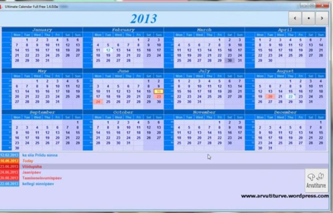 Free year calendar to desktop - Ultimate Calendar (Part 1)