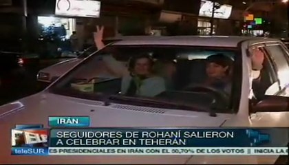 Iraníes celebran triunfo de Hassam Rohani en elecciones