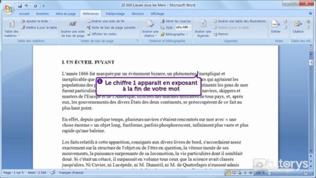Comment insérer des notes de bas de page avec Word 2007 ?