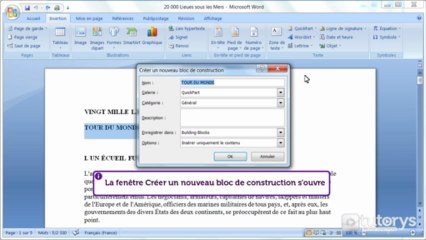 Comment utiliser les insertions automatiques avec Word 2007 ?