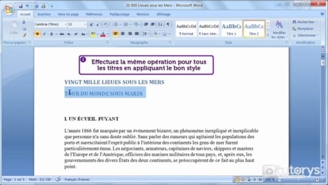 Comment insérer une table des matières automatique avec Word 2007 ?