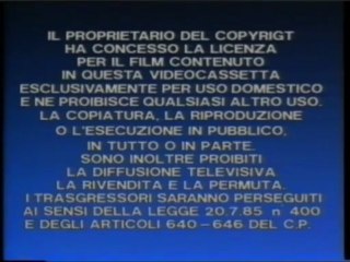 Videogram Italia/Eagle Home Video w/Warning Screen