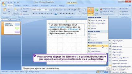 Comment organiser les éléments sur une diapositive avec PowerPoint 2007 ?