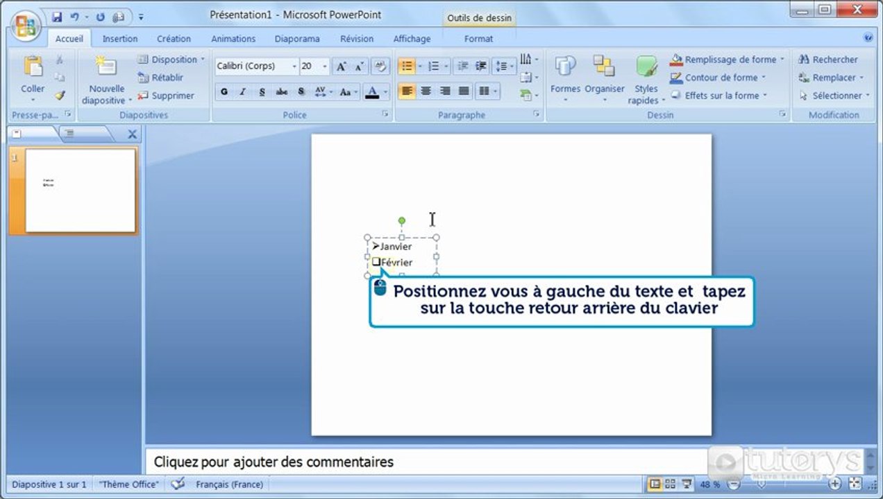 Comment insérer une liste à puces avec PowerPoint 2007 ?