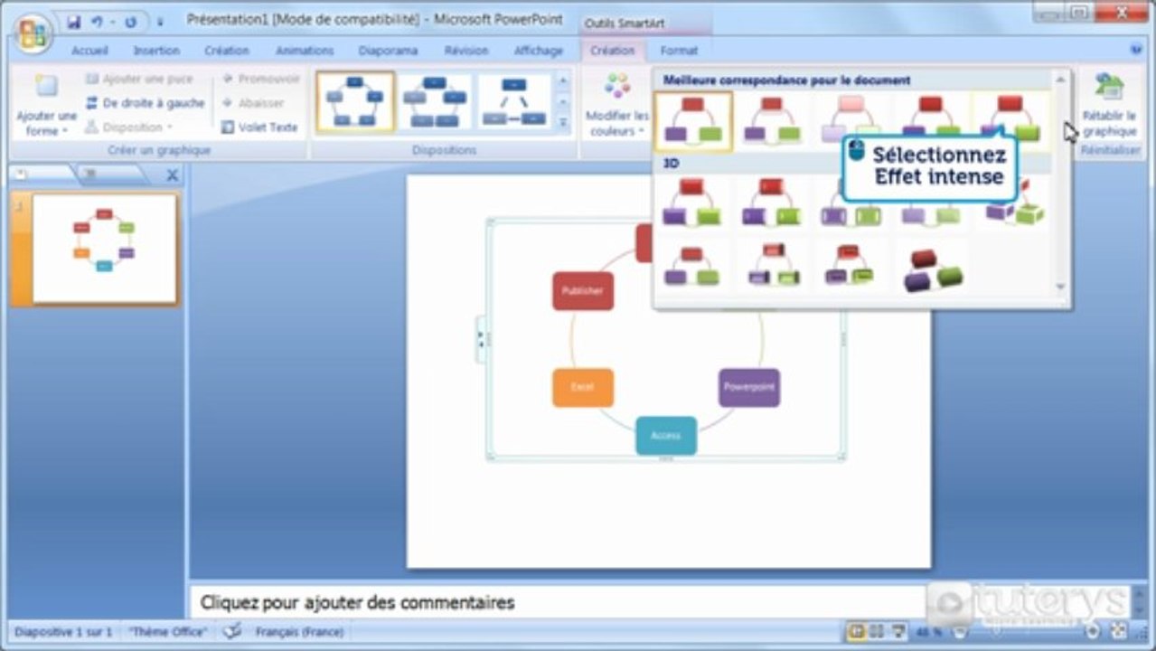 Comment insérer un graphique SmartArt avec PowerPoint 2007 ?