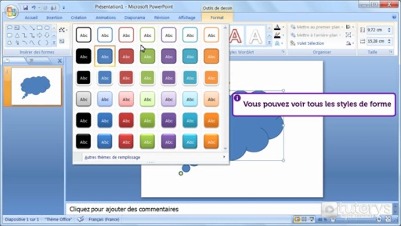 Comment personnaliser une forme avec PowerPoint 2007 ?