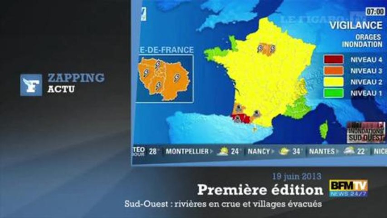 Impressionnantes rivières en crue dans la région de Lourdes