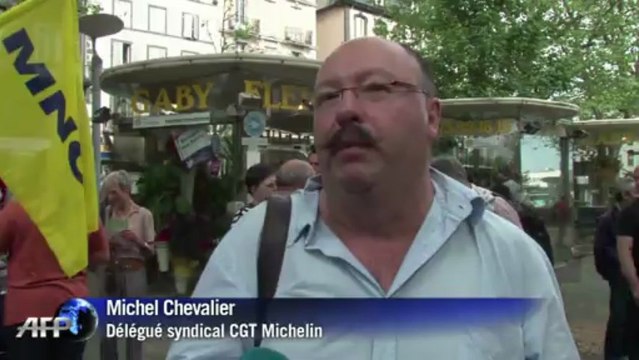 Manifestation de salariés de Michelin à Clermont-Ferrand