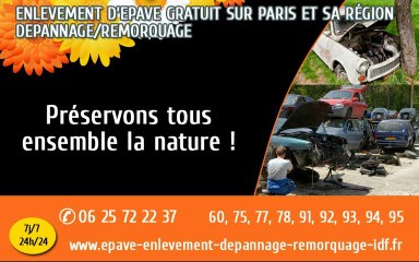 Enlevement epave Île-de-France (75, 77, 78, 91, 92, 93, 94, 95)