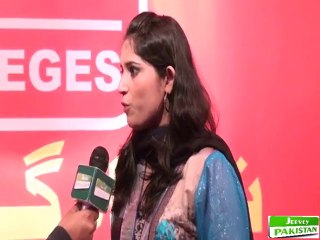 Miss Sadia Waqas of NISA Girls College talking with Jeevey Pakistan News About  EDU Expo 2013 in (PC) Lahore.