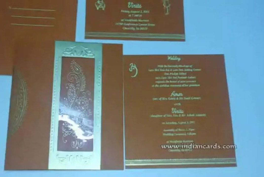 W-4710J, Orange Color, Handmade Paper,Indian Invitations Card