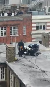 Police tackle G8 protester on rooftop