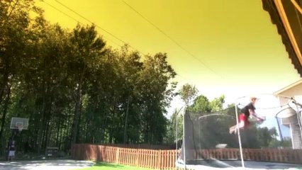 Insane mid-flip trampoline trickshot