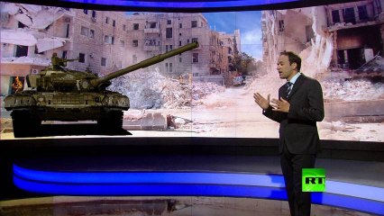 Un tank militaire en 3D sur un plateau télé