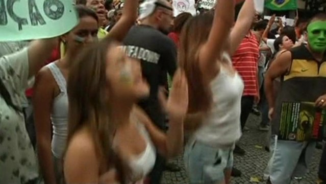 Brazilians protest in Rio de Janeiro, Sao Paulo