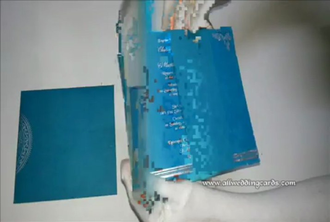 W-4710N,Turquoise Color, Handmade Unique Paper, Sikh Wedding Invitations