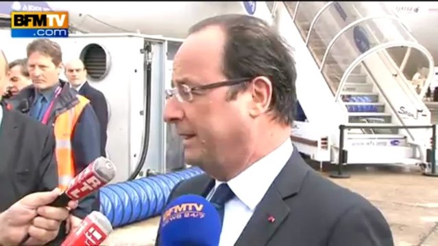 Hollande a fait son arrivée au salon du Bourget à bord de l'A400M - 21/06