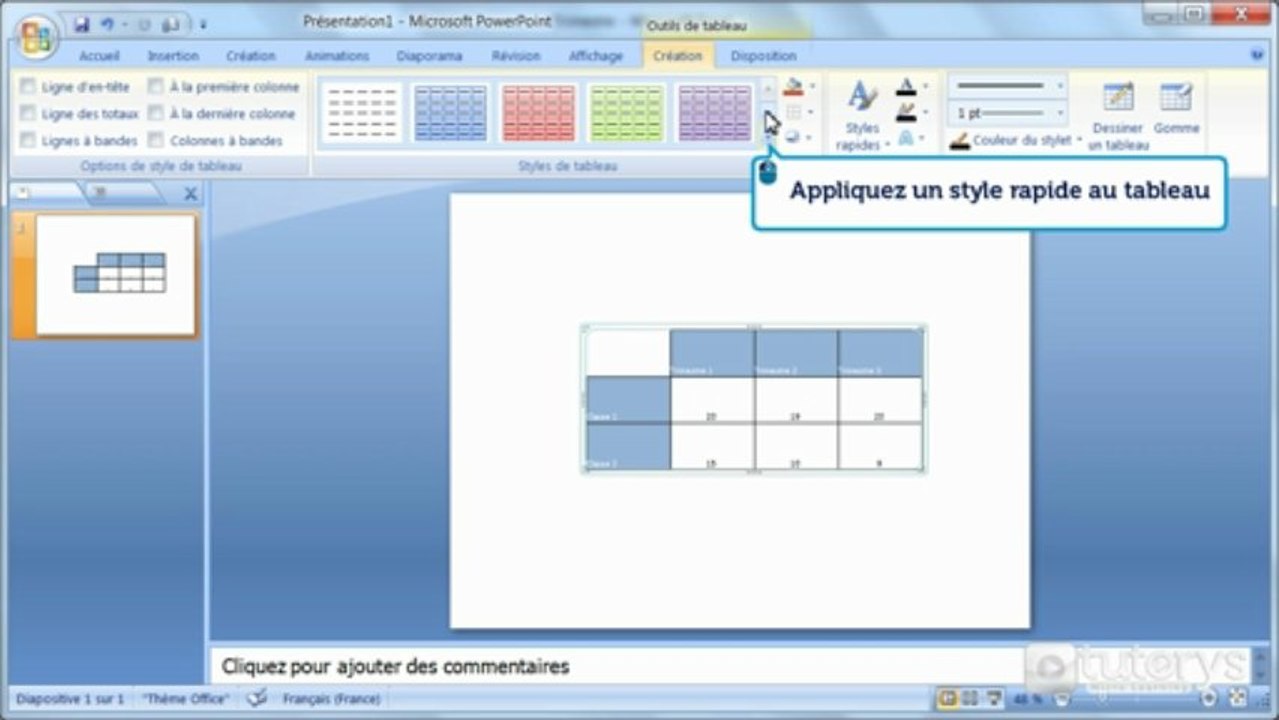 Comment importer des éléments depuis Excel 2007 avec PowerPoint 2007 ?