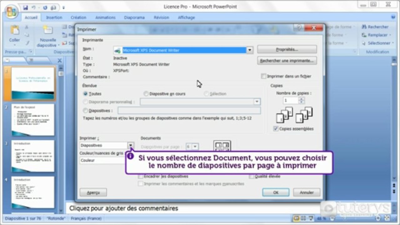 Comment imprimer une présentation PowerPoint 2007 ?