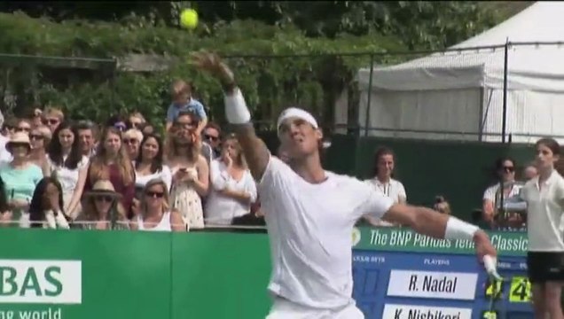 Rafael Nadal and Kei Nishikori played an Exhibition match at Hurlingham Club in London (21/06/2013)