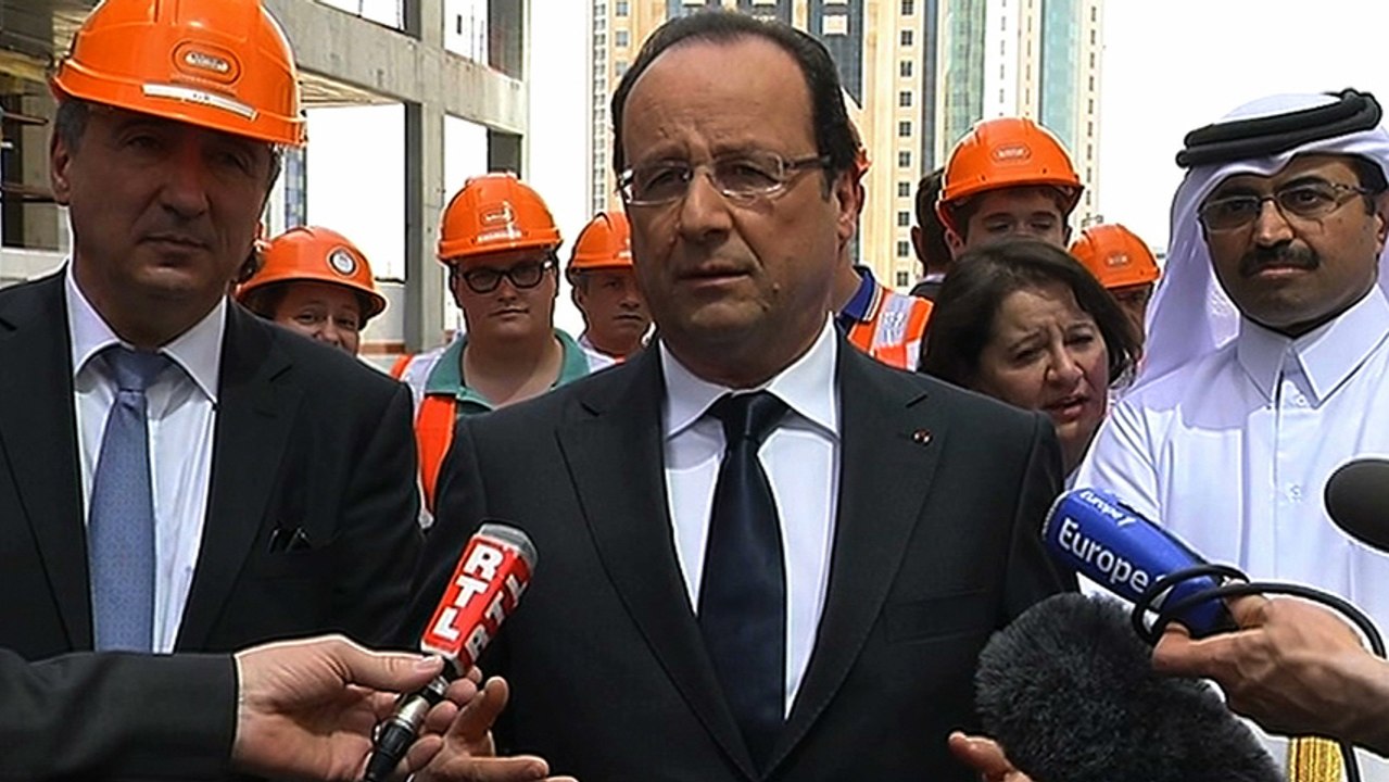 Interview du président de la République durant la visite du chantier de Qatar Petroleum District