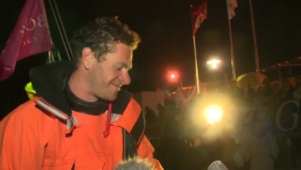 Arrivée de Jérémie Beyou, Armel Le Cleac'h, Anthony Marchand & Michel Desjoyeaux